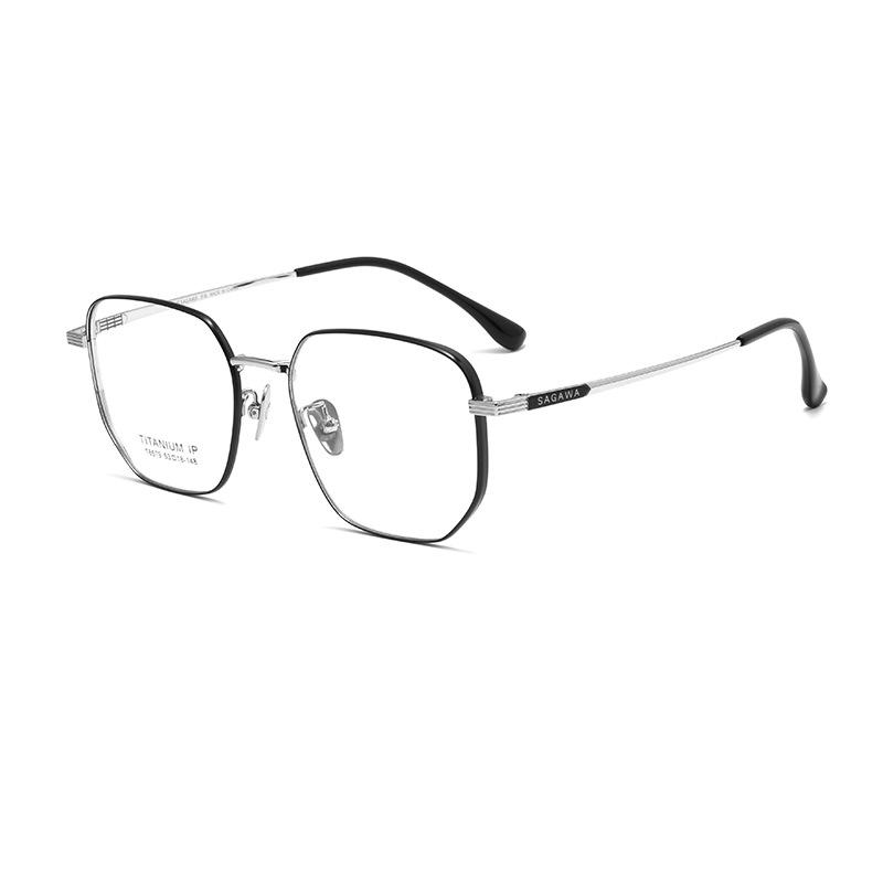 New Model 8579T Polygon Retro Pure Titanium Eyeglass Frames - Super Light Myopia Glasses, Large Frame