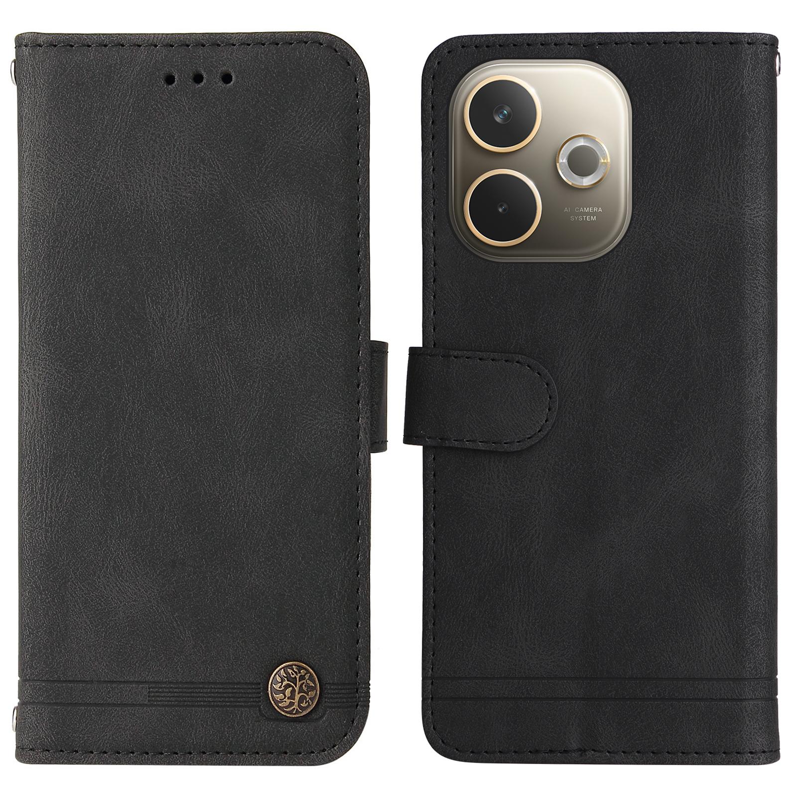 

Для Oppo A5 Pro 5G/A5 Vitality Edition Шкіряні гаманці-чохли Шкіряний чохол для телефону з підставкою та ремінцем Black