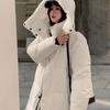 Herfst en Winter Mode Losse Katoenen Jas met Capuchon Dames Lange Bovenkleding Over de Knie Donsjas Dikke Broodjas Warme Jas
