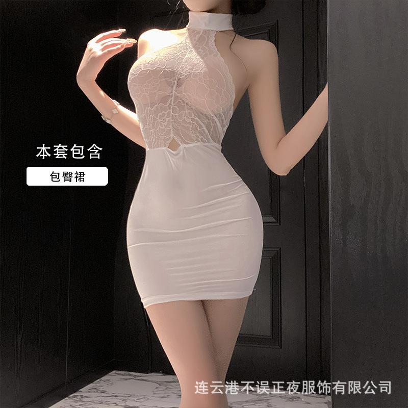 Erotic lingerie sexy office lady secretary hip wrap skirt pure lust lace temptation pajamas qqny flirty set
