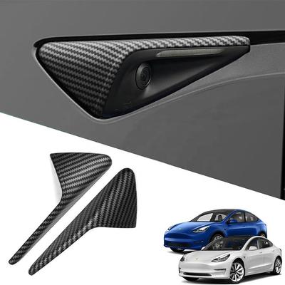 ABS Carbon Fiber Protective Cover 1 Pair Car Side Camera Protective Cover Turn Signal Cover Suitable for Tesla Model 3 Model Y
