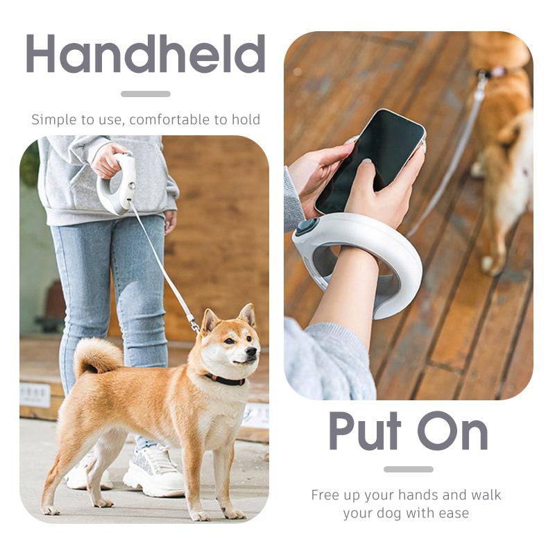 Guinzaglio Ricaricabile per Cani a Rilascio Rapido Retrattile Senza Trazione con Manico Antiscivolo Luce LED per Accessori di Addestramento Cani
