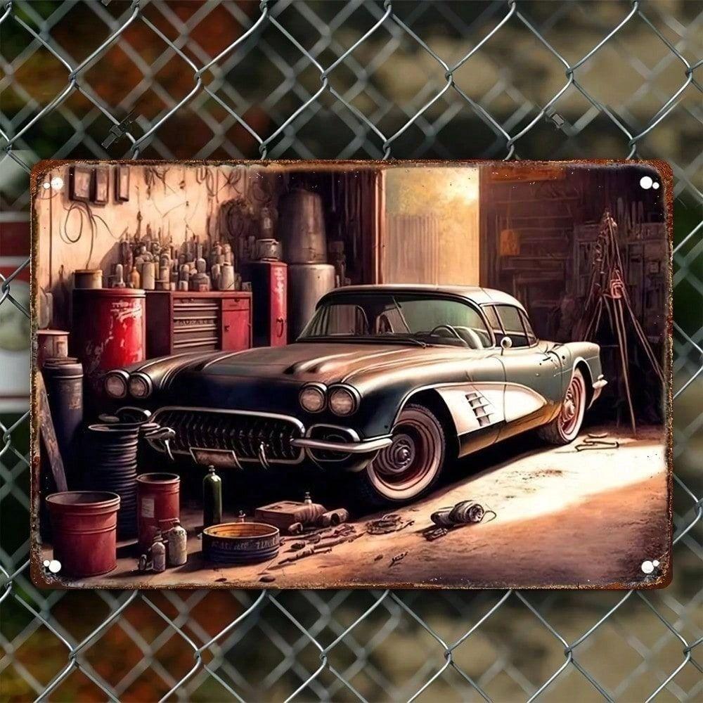 Vintage Car Metal Poster Wall Art for Garage Home Decor