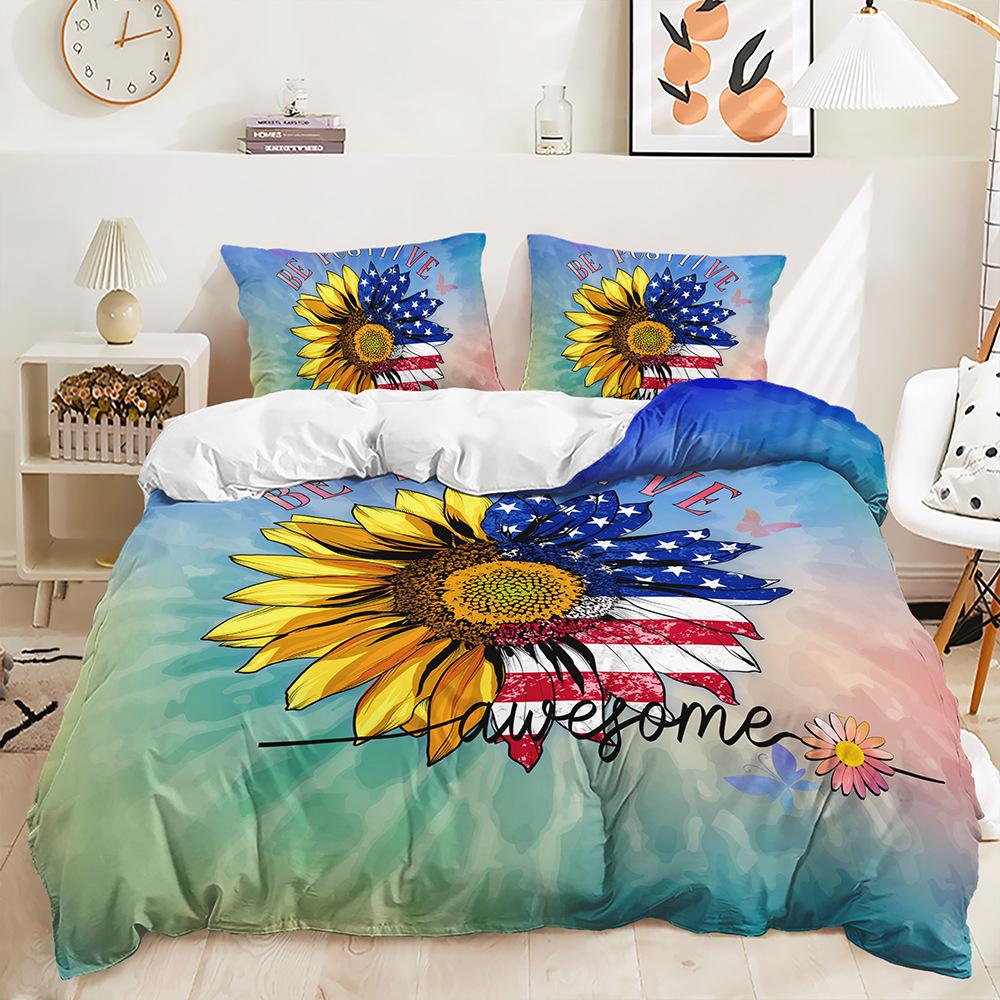 3D Sunflower Bedding Set Animal Duvet Cover Pillowcase 2/3 Pieces Soft Home Textile AU/DE/ES/EU Full Size Home Decoration Holiday Gift