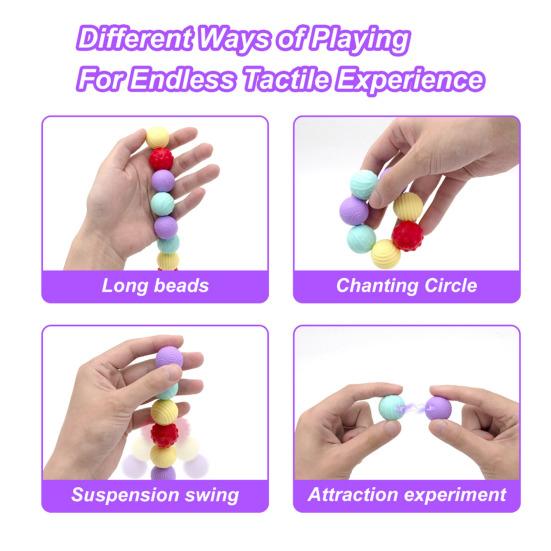 4Pcs/Set Magnetic Sensory Ball Fidget Toy Stress Relief Textured Ball Quiet Home Office Work Decompression Gadgets Stocking Suffers
