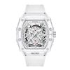Fashionable Casual Men's Watch Luminous Calendar Function Silicone Strap Tonneau Shaped Transparent Case Men Quartz Watch Reloj