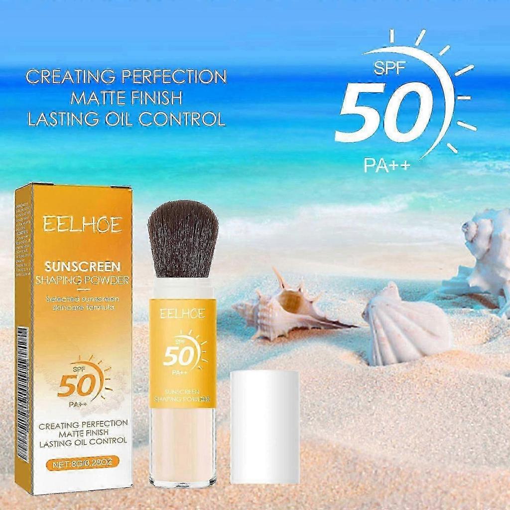 Mineral Sunscreen Setting Powder, SPF 50 Brush Sunscreen Powder for Face & Scalp, Long Lasting Lightweight Breathable, Oil Control Natural Matte Finis