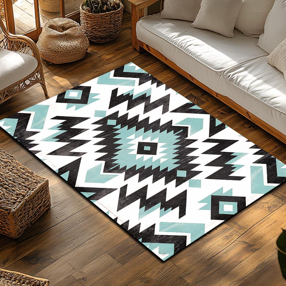Boho Teppiche Southwestern Teppich Geometrisches Muster Matte Tribal Design Boden Dekoration Rutschfest Wohnaccessoire Moderner Wohnzimmerteppich W