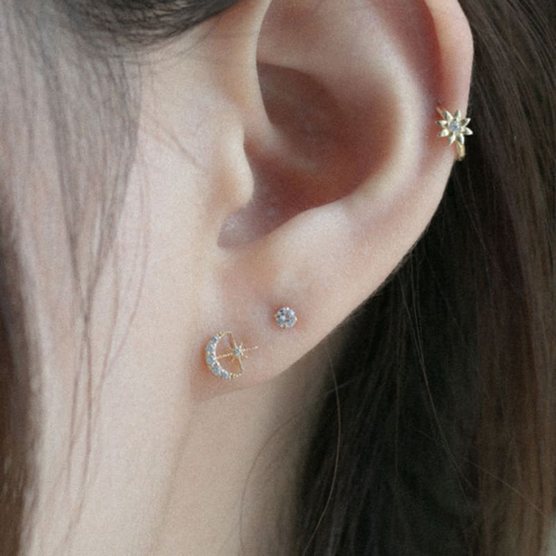Youngglow 14k Moon & Star Piercing