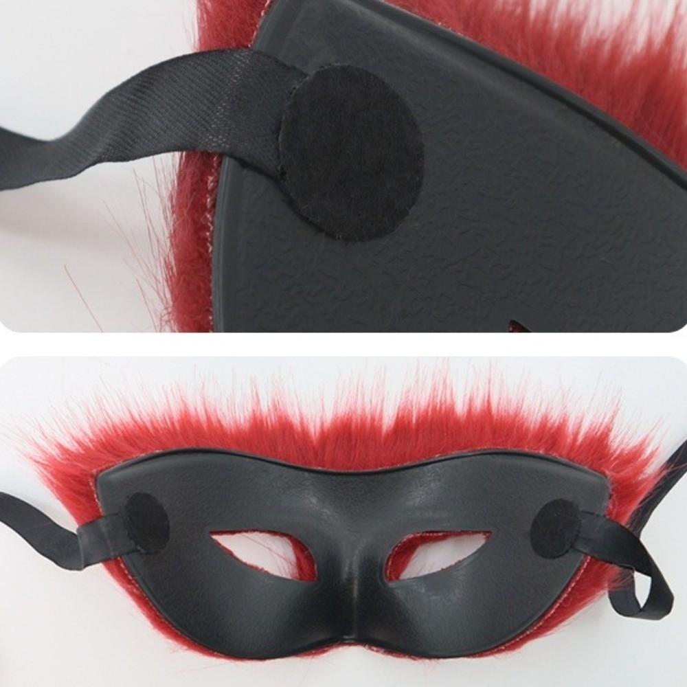 Long Furry Plush Cat Mask Animal Masquerade Mask Simple Half Face Mask  Male Female