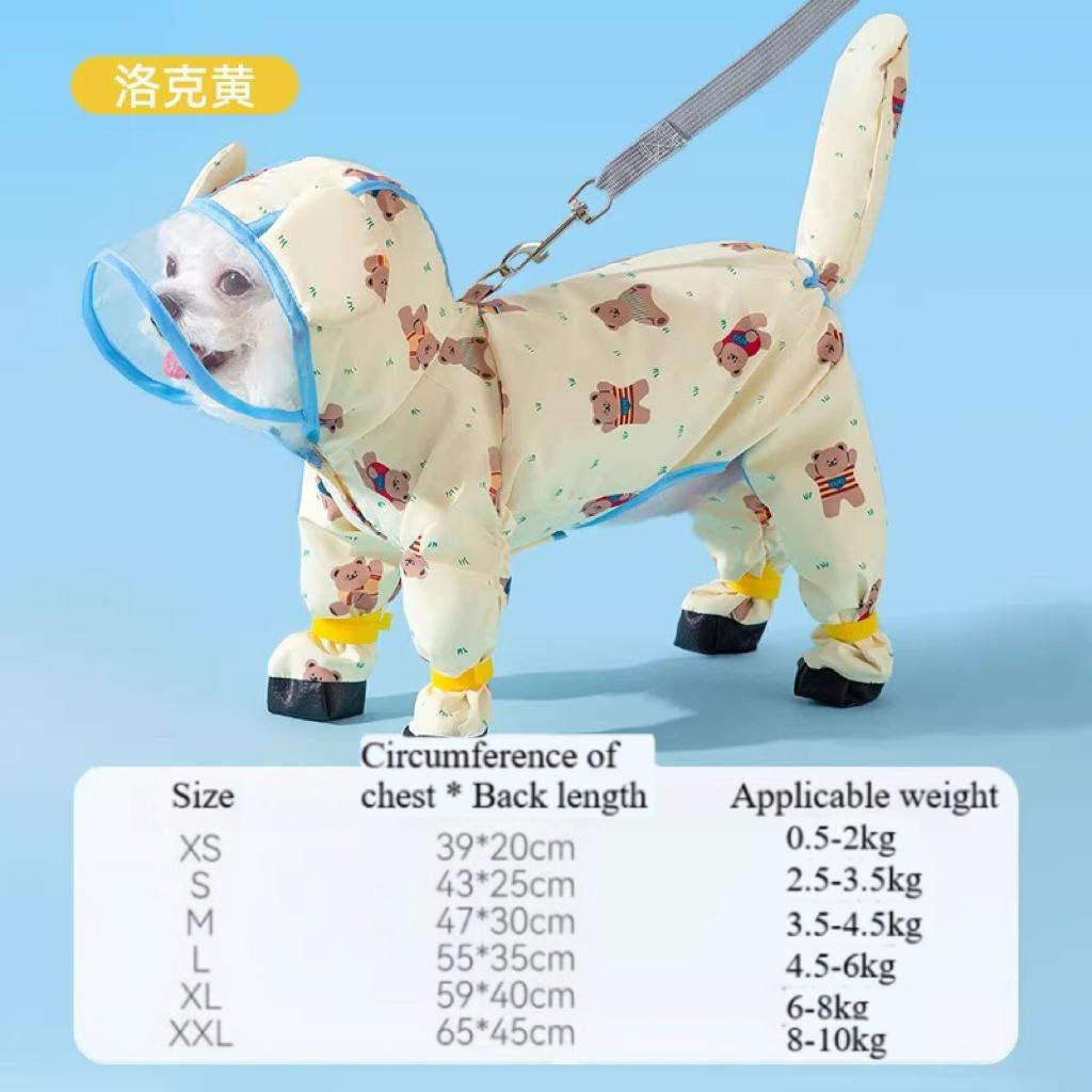 

Dog raincoat Fully waterproof for all four legs Detachable tail cover pulling A must-have pets to keep clean during rainy days M