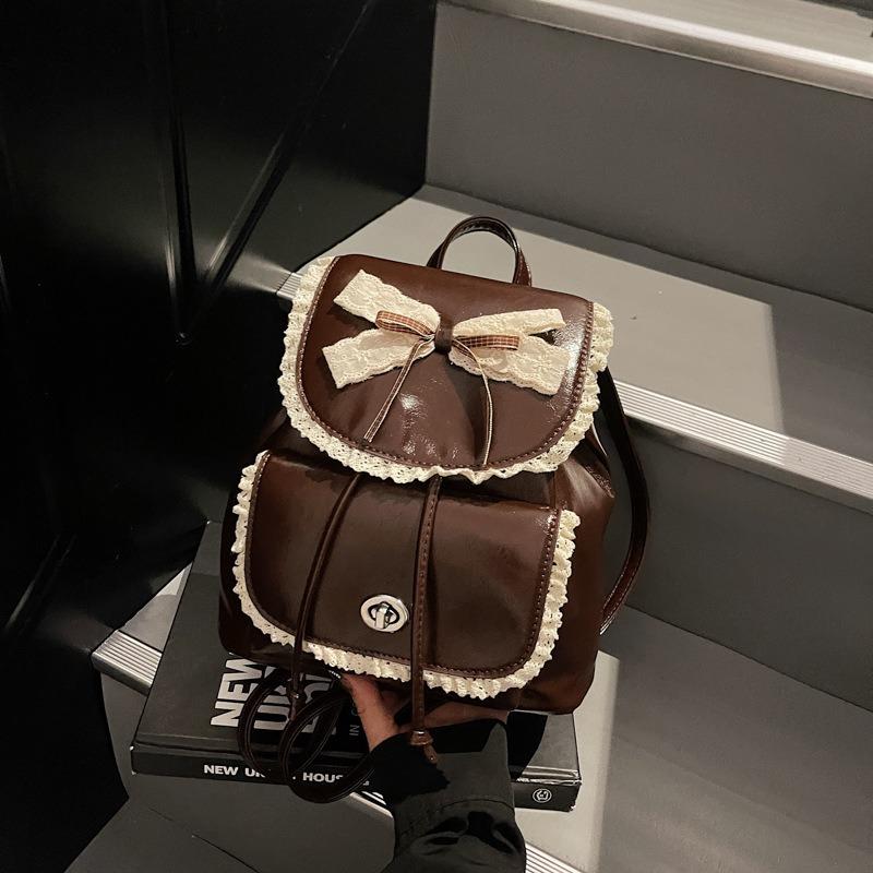 Backpack women's new sweet, fresh and fashionable soft leather large-capacity travel backpack single shoulder schoolbag tide