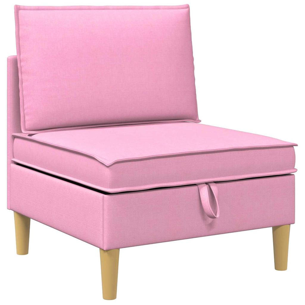 Modular Sofa Set with Storage Space 3 Pcs Pink Fabric