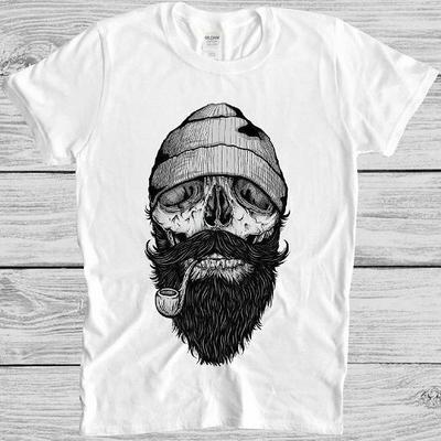 Baard Schedel T-shirt Bot Zeeman Piraat Cool Cadeau Retro Cadeau Tee 2370