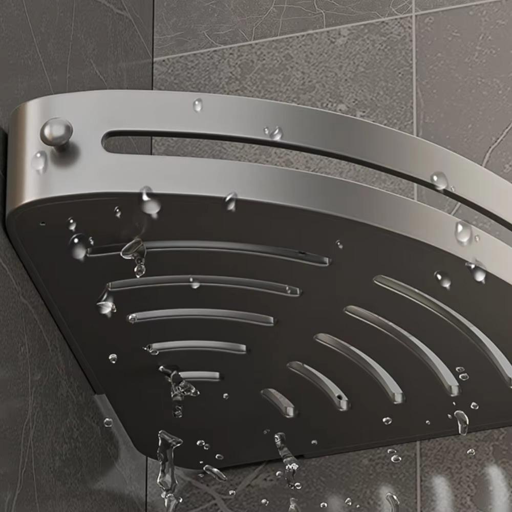 Wall Mounted Corner Storage Rack No Punching Required Shower Room Storage Shelf Waterproof and Rust Proof Toilet Organizer Racks