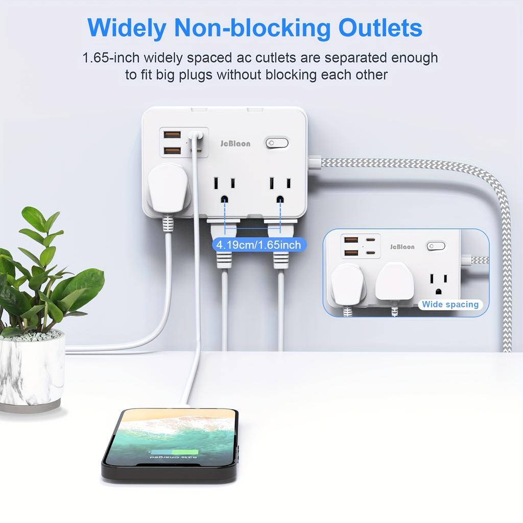 Multiprise Steckdosenleiste US-Stecker AC-Steckdose USB-Schnellladekabel 15/10/5FT Verlängerungskabel Smart Home Steckdose Netzwerkfilter