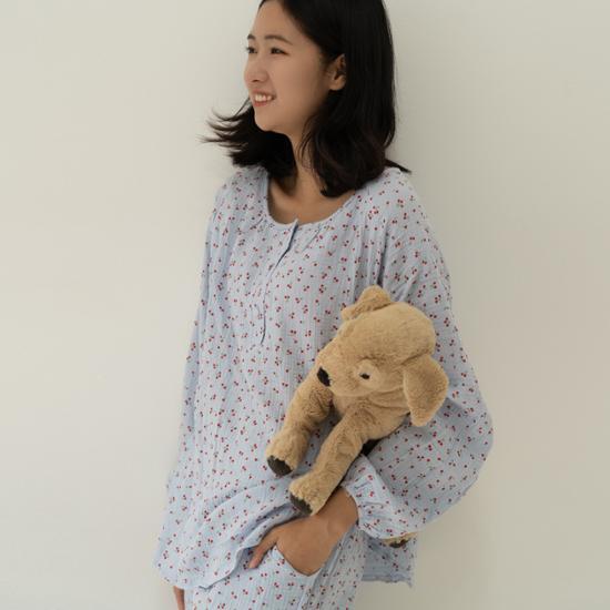 Skinny Five Little Cherry Round Neck Pure Cotton Yoru Pajamas 3 Types Choose 1