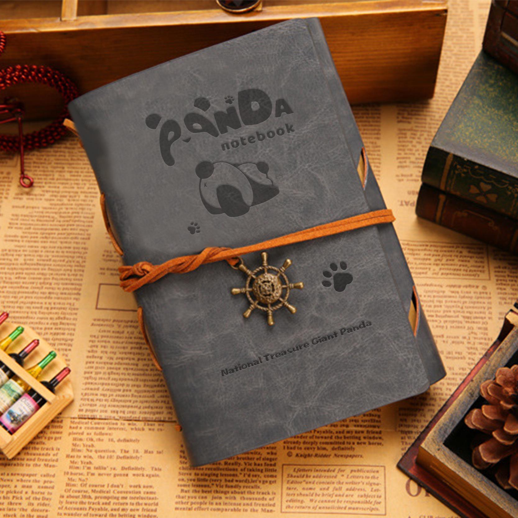 Giant Panda A6 Leather Planner: Removable Loose-leaf Schedule Notebook for Girls