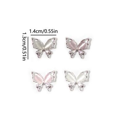 5Pcs Cat'S Eye Glitter Nail Enhancement Charms Butterflies Assortment Resin 3D Nail Art Decoration Studs Accessories Supplies
