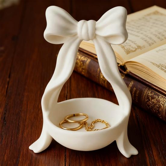 Bow Jewelry Tray Decorative Bow Knot Key Dish Tray Resin Jewelry Dish Tray Rings