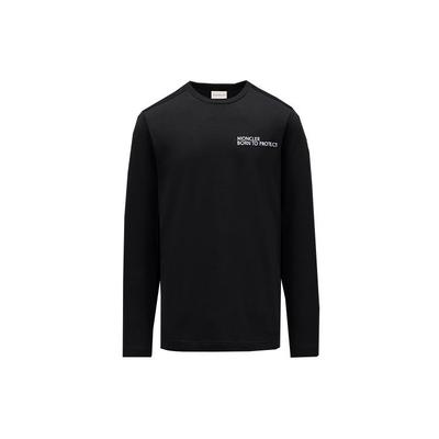 Moncler Ss22 Potištěné tričko s kulatým výstřihem a dlouhým rukávem Pánské topy Černá H10918D00013899M5999