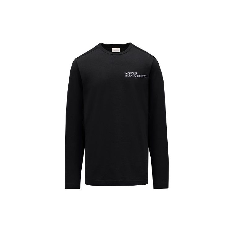 Moncler Ss22 Printed Crew Neck Long Sleeve T-Shirt Men tops Black H10918D00013899M5999
