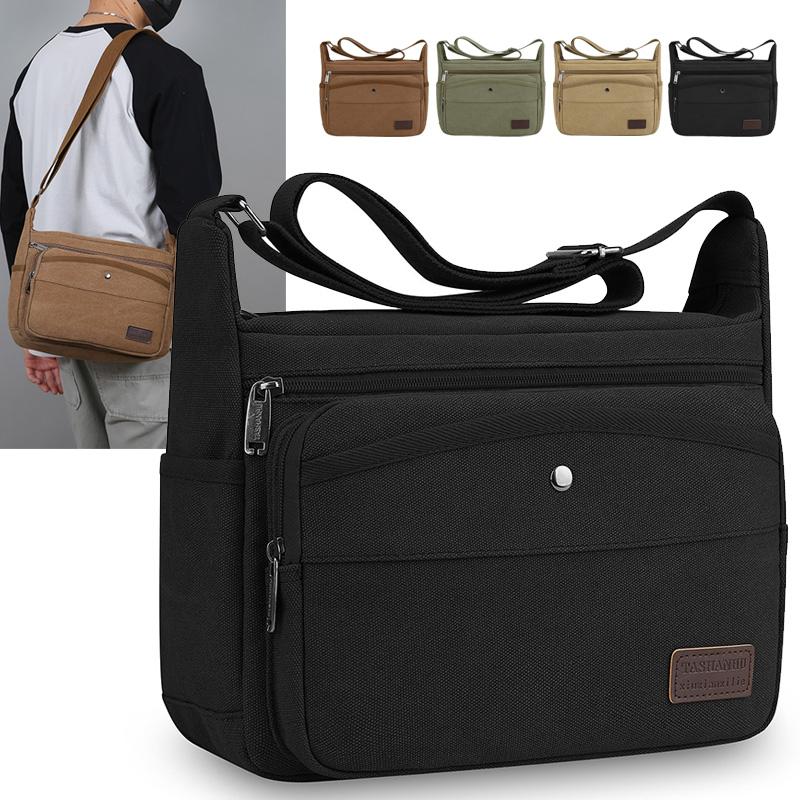 Men's High Quality Canvas Shoulder Bag – Fashion Crossbody Tote for Casual Outings Travel & Office