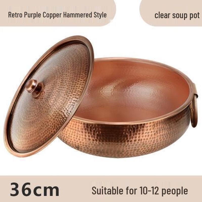 TLXT 36CM Vintage Hammered Copper Induction Pot