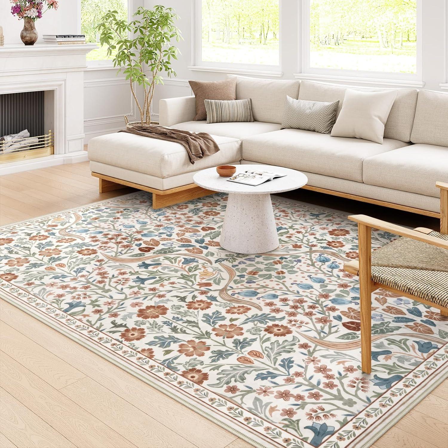 

Элегантный ковер с цветочным узором для гостиной, декоративный ковер для дома, розовый мягкий ковер для спальни, подходит для детской комнаты для девочек, игровой комнаты, альфомбра 50x80cm (19x31inch)