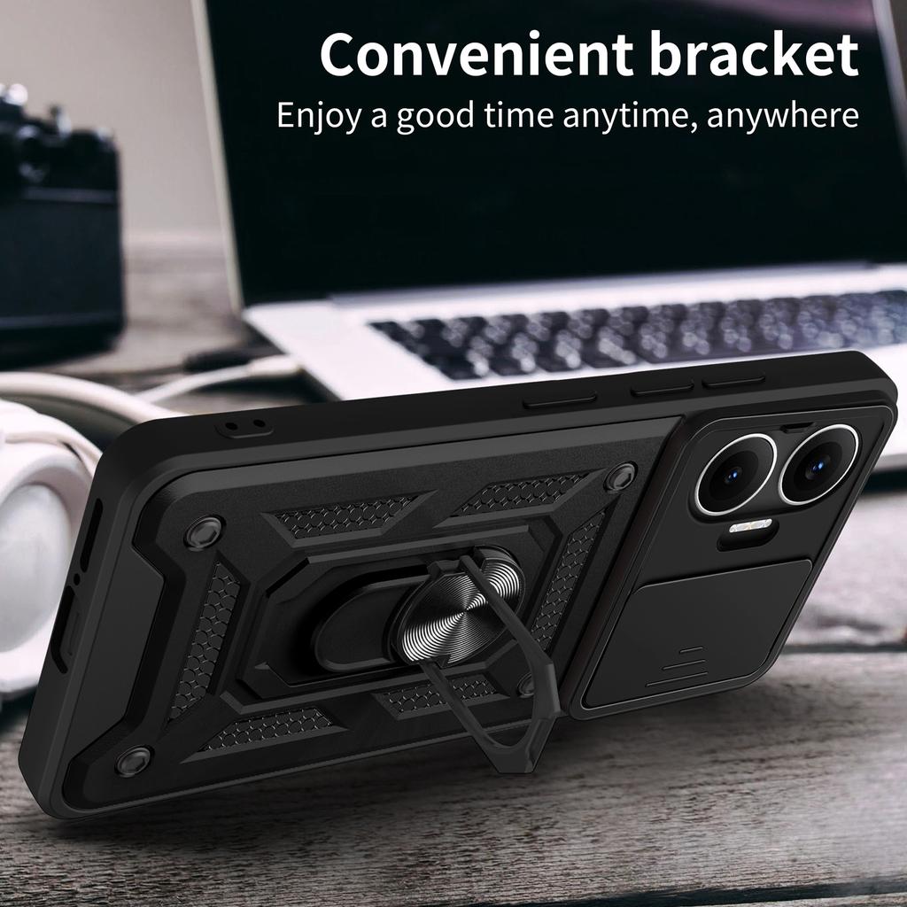 AMORUS For Xiaomi Poco F7 5G/Redmi Turbo 4 Pro 5G Case Kickstand PC+TPU Phone Cover with Camera Lens Slider