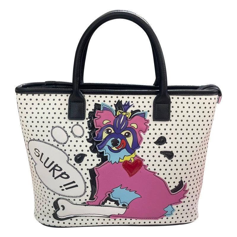 Niche Design Bag Women'S Polka Dot Printing Handbag Creative Puppy Bag Messenger Bag