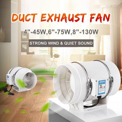 45W 220V Exhaust Fan Home Silent Inline Pipe Duct Fan Bathroom 4"" Extractor Ventilation Kitchen Toilet Wall Air Cleaning