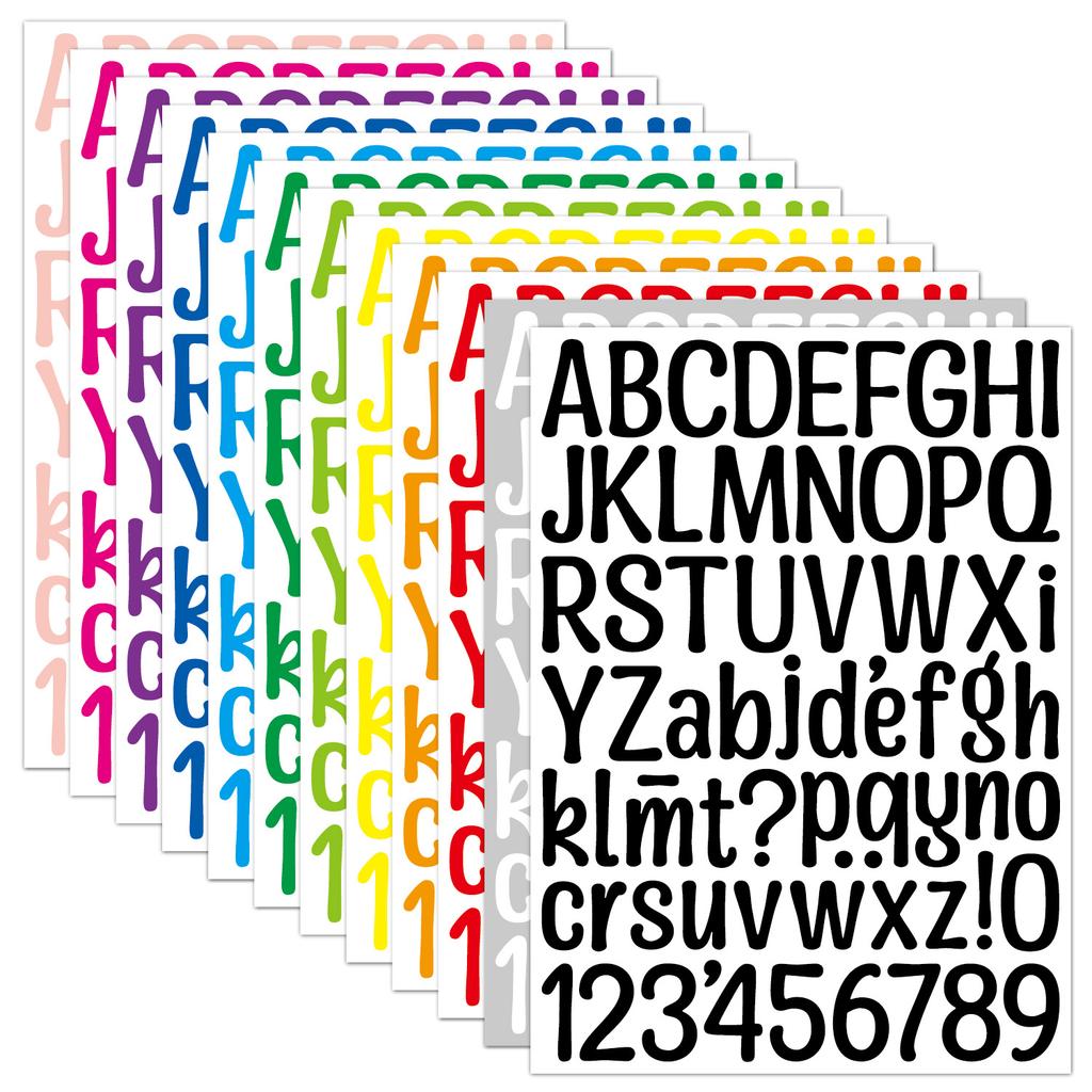 1.5-inch Letter Sticker Multicolor English Alphanumeric Combination Holiday Gift Decoration Waterproof Letter Sticker
