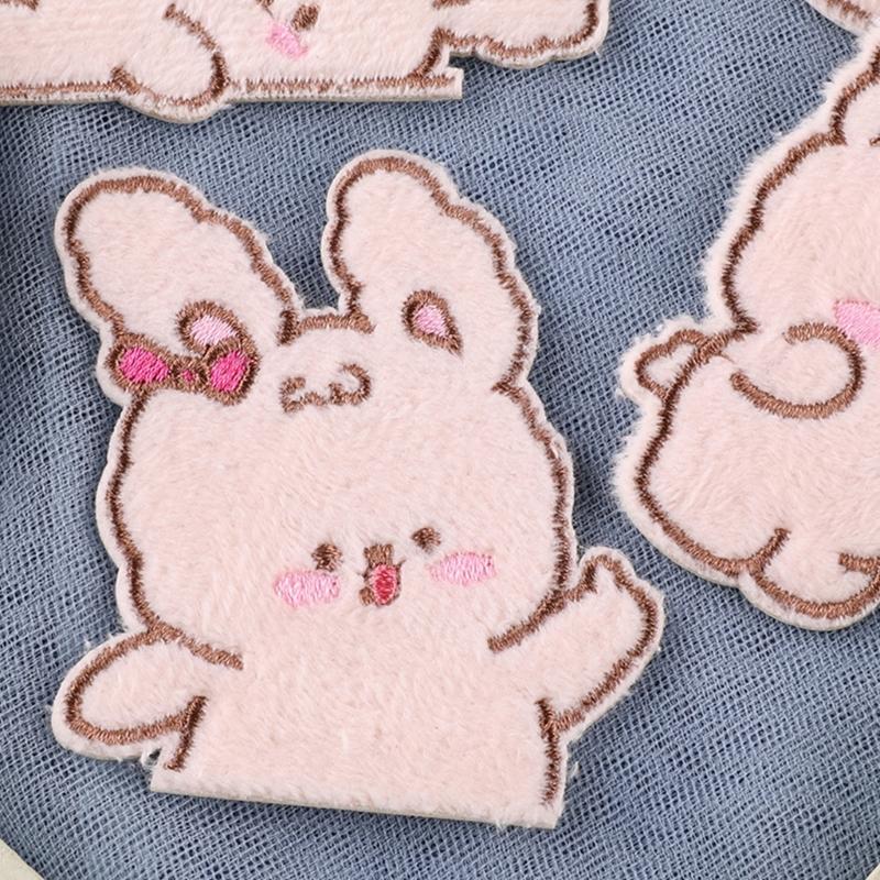 6 Pcs Cartoon Rabbits Iron On Patches Applique Patches Animal Repair Patches Embroidery Patches for Clothes Decoration