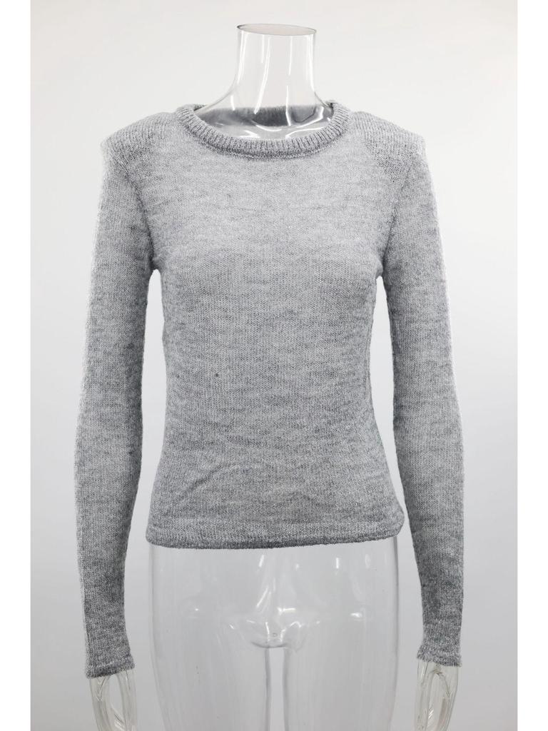 Autumn/Winter Solid Color Women's Hollow Knit Sweater - Casual Long-Sleeved Top