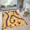 Kids Play Area Rug Non-Slip Cartoon Construction Truck & Car Road Design Washable for Living Bedroom Kids Room Playroom Nursery