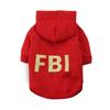 Fleece Black FBI Print Dog Hoodie - Winter Style for Pets