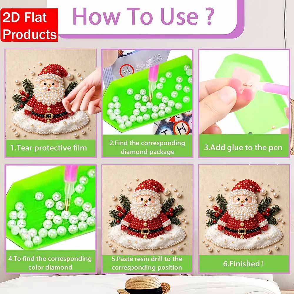 Pearl Painting Santa Claus Christmas Art Kit DIY Home Decor Painting