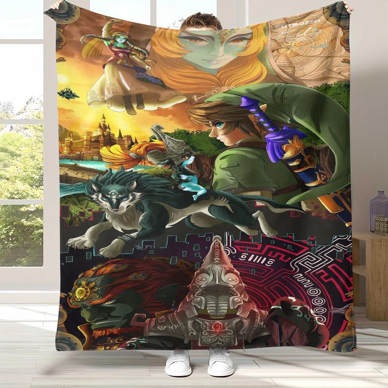 Retro Z-Zelda Cartoon Link Games Flannel Blanket,Ultra Soft Warm Plush Throw for Home Bedroom Bed Sofa Cover Camping Picnic kid