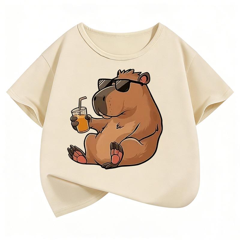 Cute Capybara Kids Summer Clothing T-shirt Tees 2026 New Cartoon Capibara Fashion Short Sleeve Tee Kids Boys Clothing