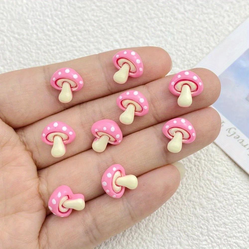 50Pcs/Bag Cute Resin Small Mushroom Flat Back Ornament Jewelry Making Manicure Hairwear Accessorie DIY Material