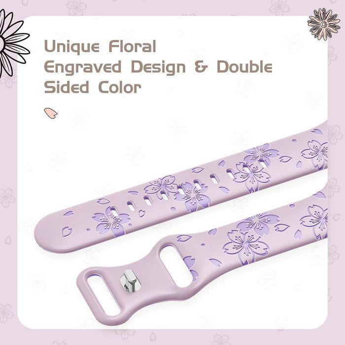 Bracelet for Apple Watch Series 11 10 9 8 SE 7 6 5 4 3 2 1 Ultra 1/2/3, 42mm-44mm-45mm-46mm-49mm Silicone Lavender Flower Pattern