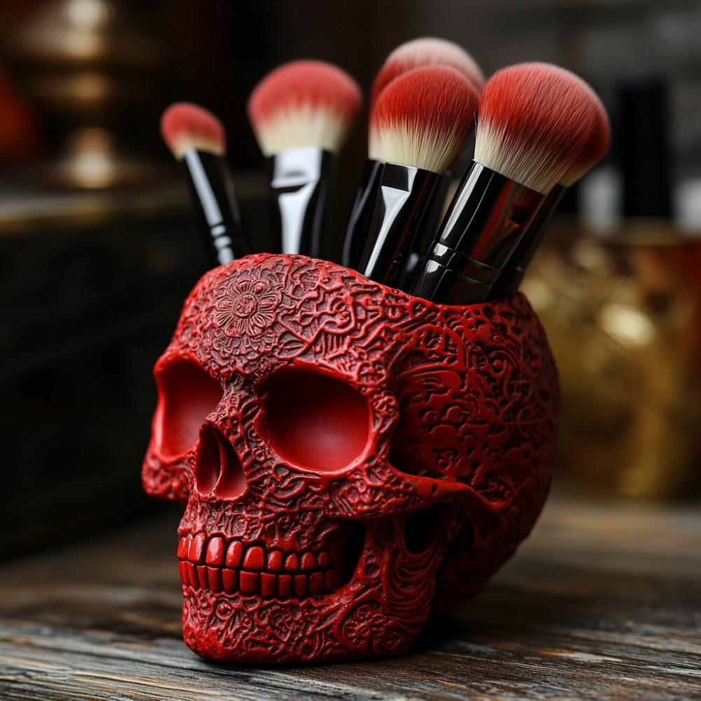 Desktop Skeleton Makeup Brush Organizer Makeup Organizer Cosmetic Storage Box Storage Ornament Halloween Decorations