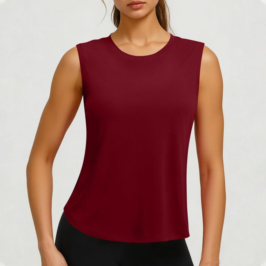 Ärmelloses Damen-Tanktop mit Rundhalsausschnitt, lockere Passform, leichter Pullover-Bluse für den Alltag und aktive Kleidung