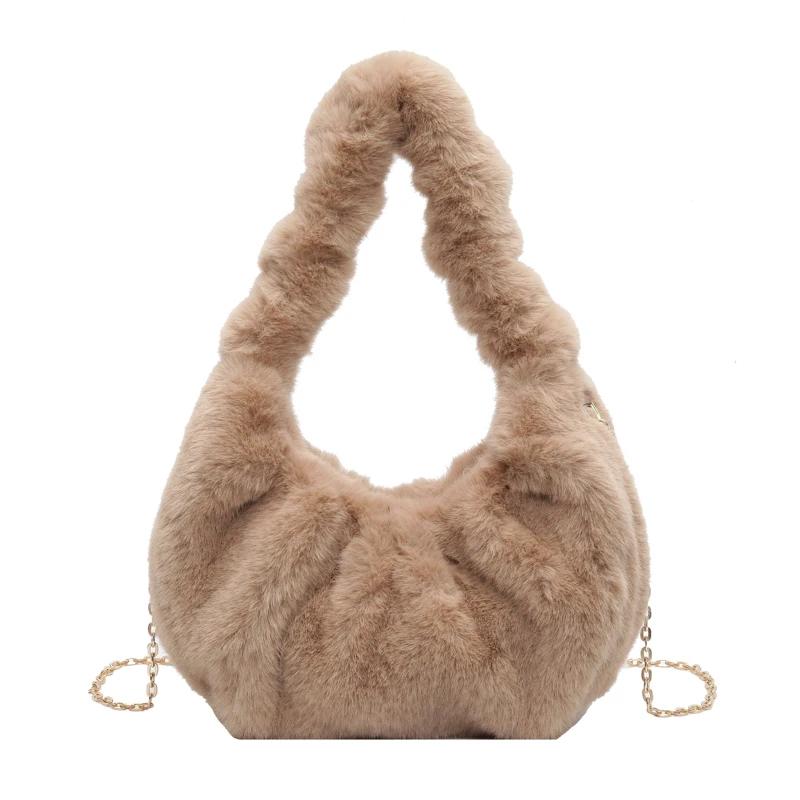 Solid Color Velvet Chain Lock Crossbody Bags New Fashion Soft Versatile Basic Commuter Shoulder Bags For Women Quality 2440₽
