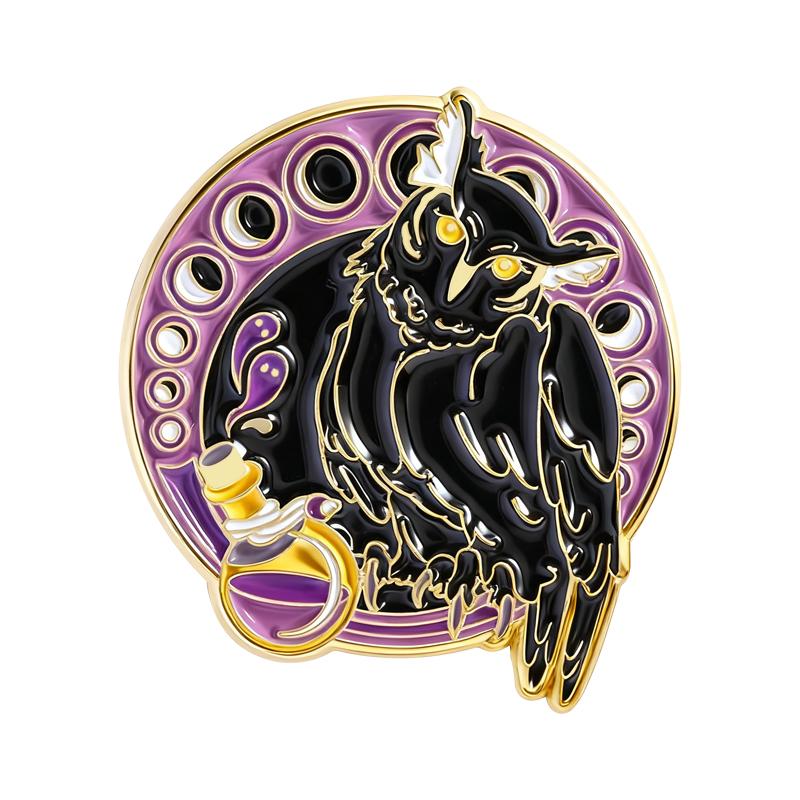 Moon Phrase Black Animal Enamel Pins Bat Cat Owl Brooches Lapel Badges Punk Gothic Jewelry Gift for Family Friends