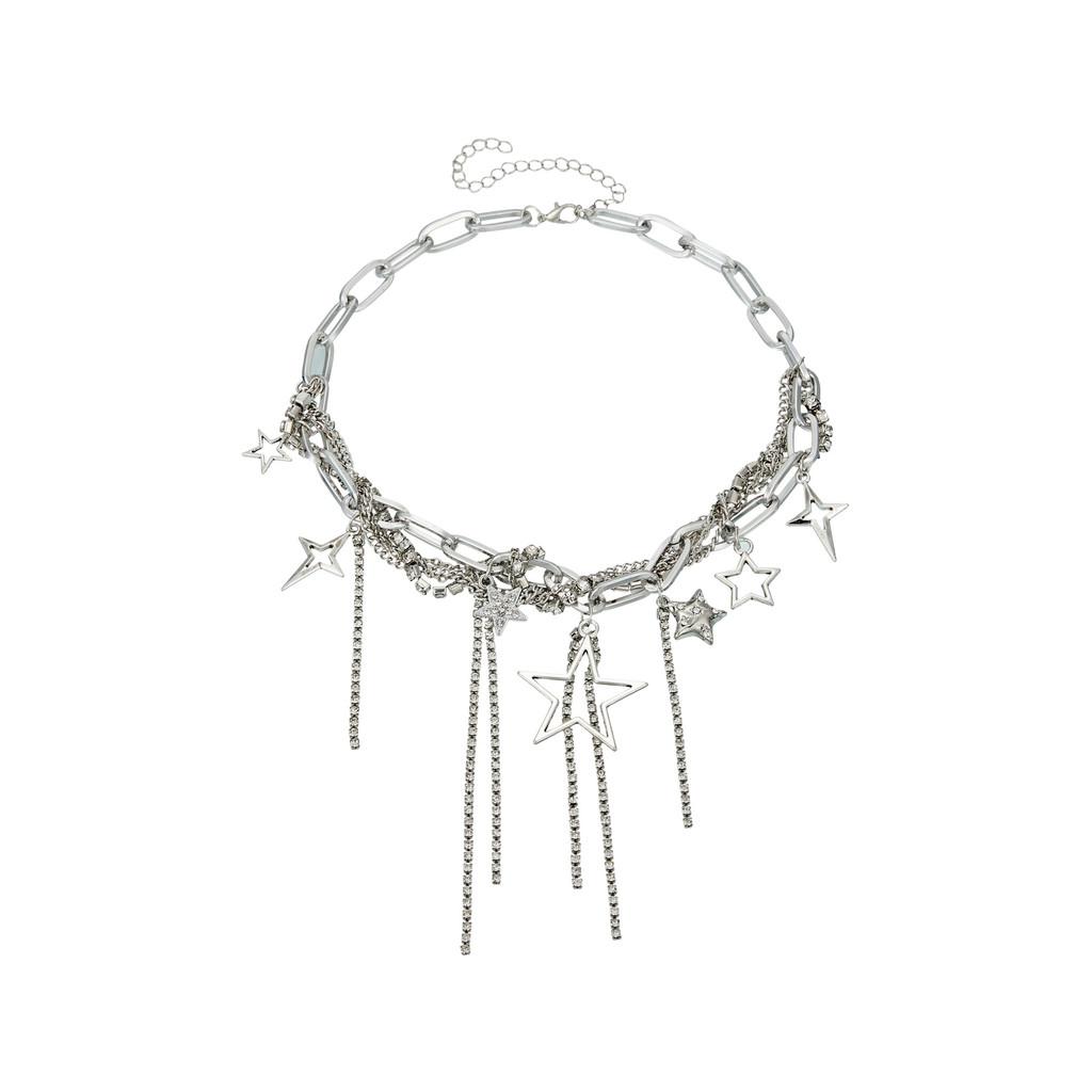 And Heart Fashionable Star Shaped Necklace For Women Shimmering Charm Rhinestone