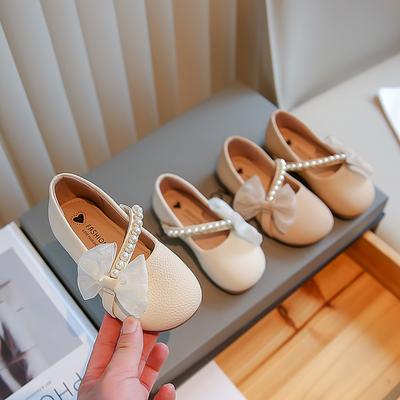 Mädchen Lederschuhe Frühling und Herbst Neu Weiß Perle Kleine Mädchen Baby Weiche Sohle Modische Kinder Mütze Prinzessin Schuhe