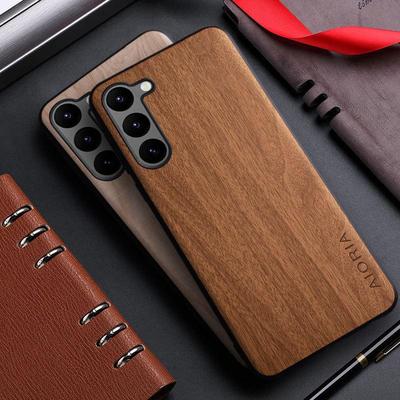 Wood Grain Interlocking Phone Case for Samsung Galaxy S22 Ultra/S23 Plus