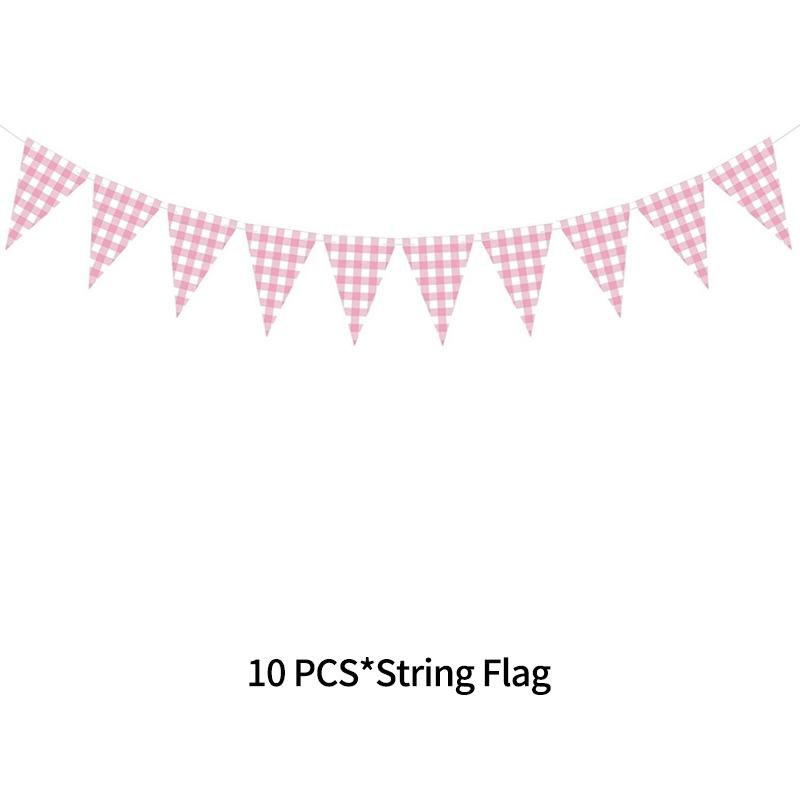 

Pink Plaid Birthday Party Decoration Paper Plate Cups Napkin Tableware Set Camping Picnic Wedding Baby Shower Party Supplies as show